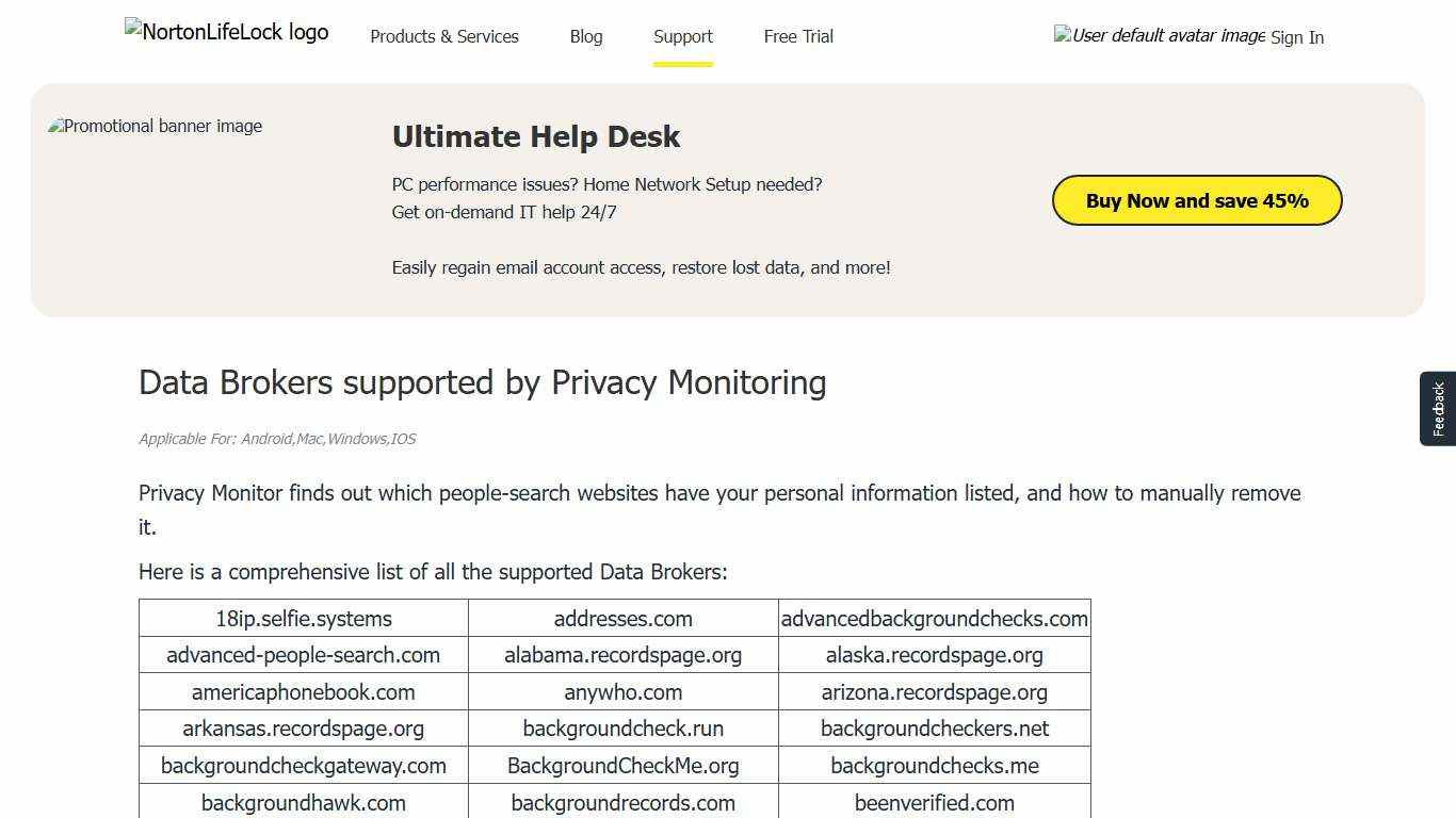 Data Brokers supported by Privacy Monitoring